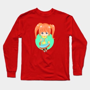 cute funny little girl cartoon Long Sleeve T-Shirt